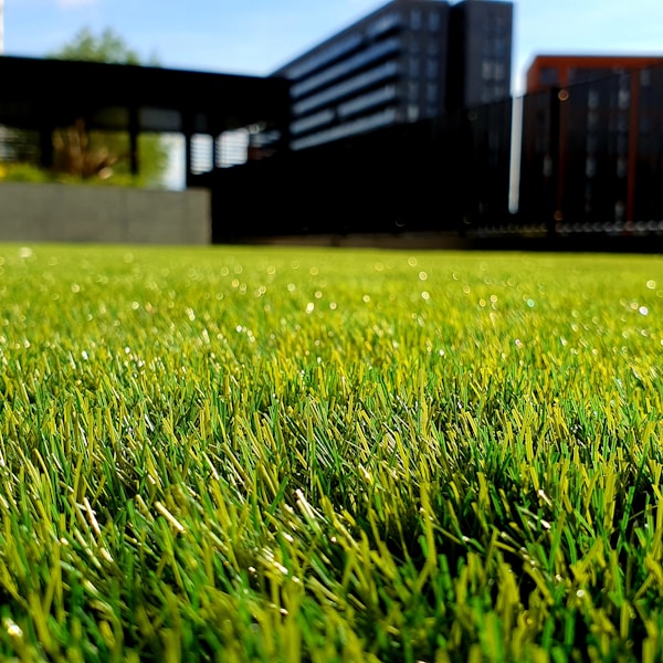 Backyard artificial turf installation
